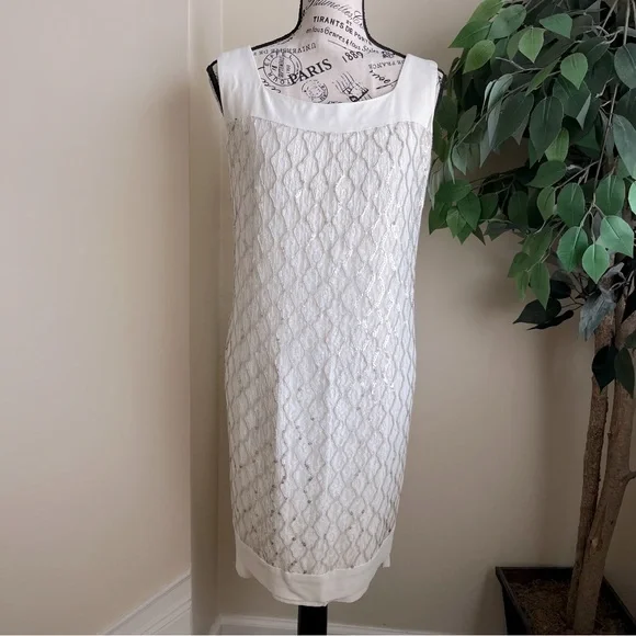 Carol Brent | Dresses | Carol Brent Vintage Sequin Embellished Sleeveless Shift  Dress Cream Sz M | Poshmark
